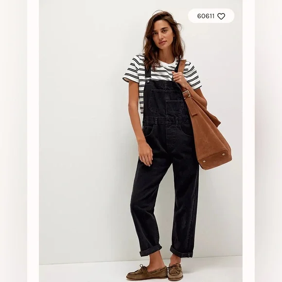 Free People We The Free Mineral Black Denim Overalls in size M - Picture 5 of 5
